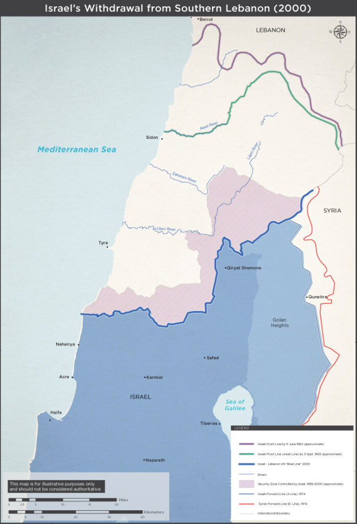 Israel MFA’s official map of the buffer zone in south Lebanon